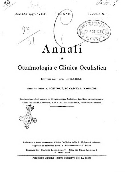 Annali di ottalmologia e clinica oculistica