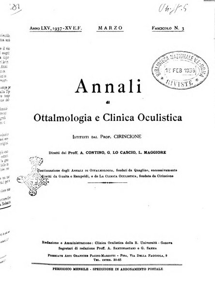 Annali di ottalmologia e clinica oculistica