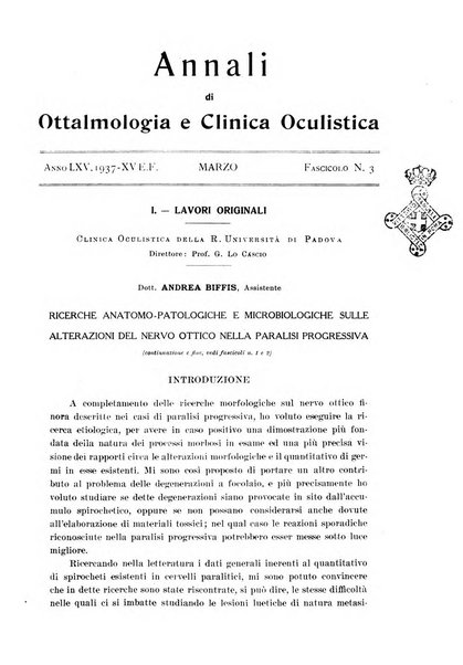 Annali di ottalmologia e clinica oculistica