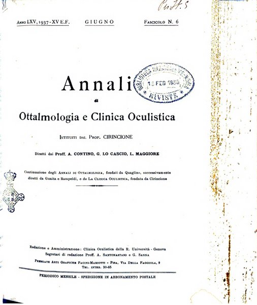 Annali di ottalmologia e clinica oculistica