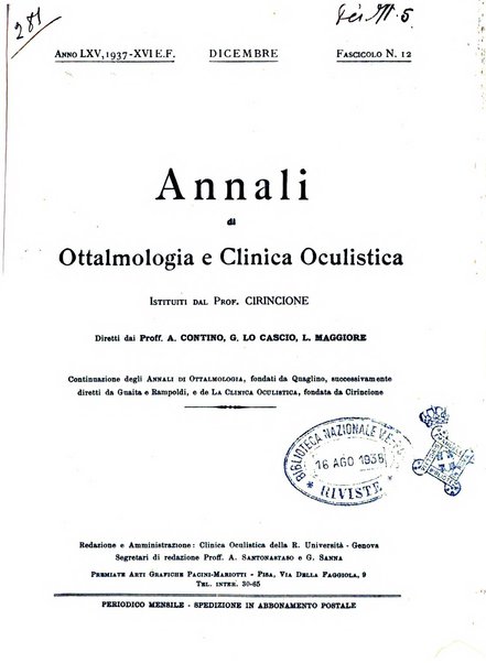 Annali di ottalmologia e clinica oculistica