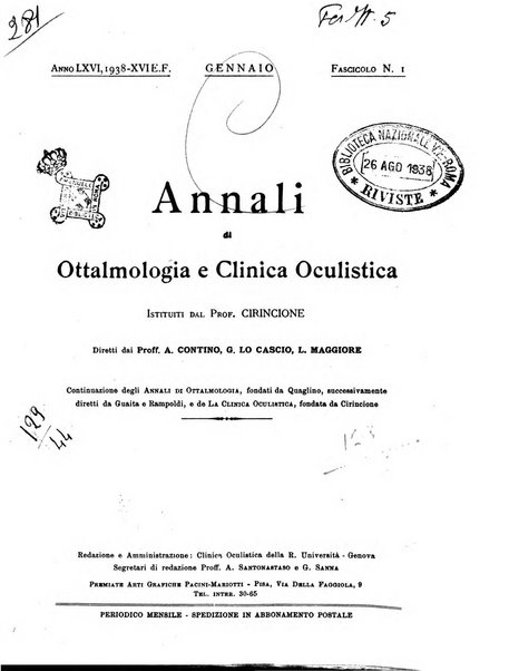 Annali di ottalmologia e clinica oculistica