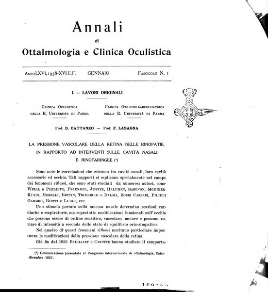 Annali di ottalmologia e clinica oculistica