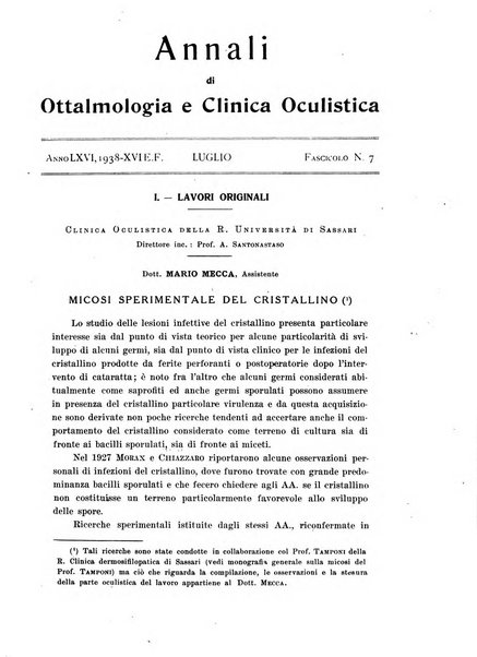 Annali di ottalmologia e clinica oculistica