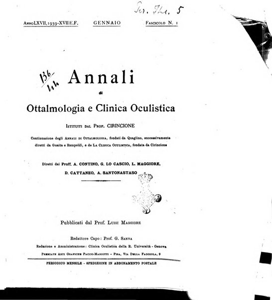 Annali di ottalmologia e clinica oculistica