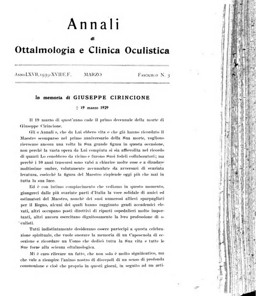 Annali di ottalmologia e clinica oculistica