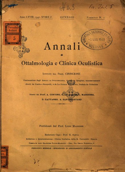 Annali di ottalmologia e clinica oculistica