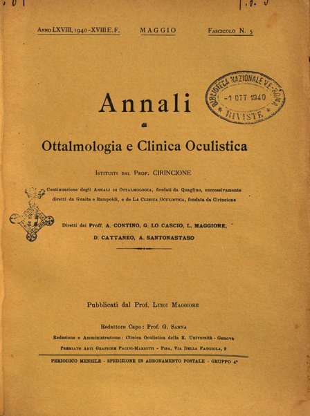 Annali di ottalmologia e clinica oculistica