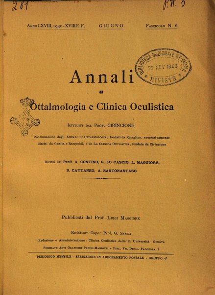 Annali di ottalmologia e clinica oculistica