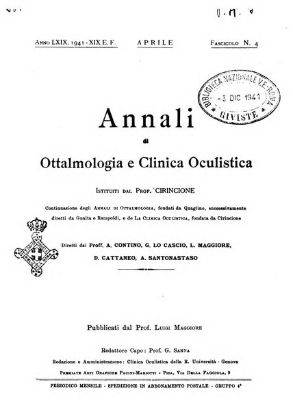 Annali di ottalmologia e clinica oculistica