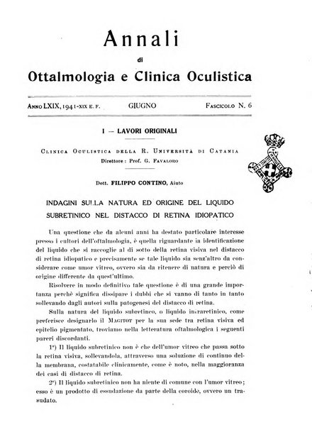 Annali di ottalmologia e clinica oculistica