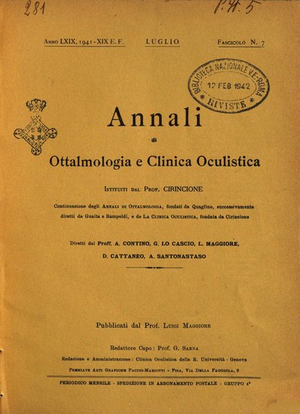 Annali di ottalmologia e clinica oculistica