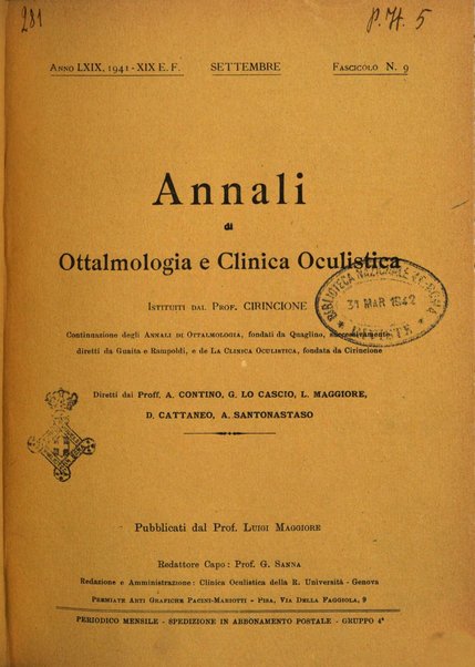 Annali di ottalmologia e clinica oculistica