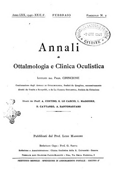 Annali di ottalmologia e clinica oculistica