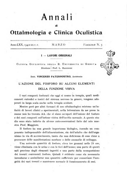 Annali di ottalmologia e clinica oculistica