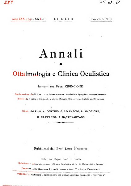 Annali di ottalmologia e clinica oculistica