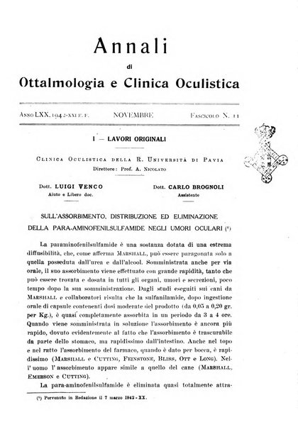 Annali di ottalmologia e clinica oculistica