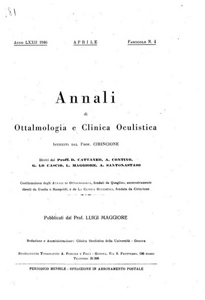 Annali di ottalmologia e clinica oculistica