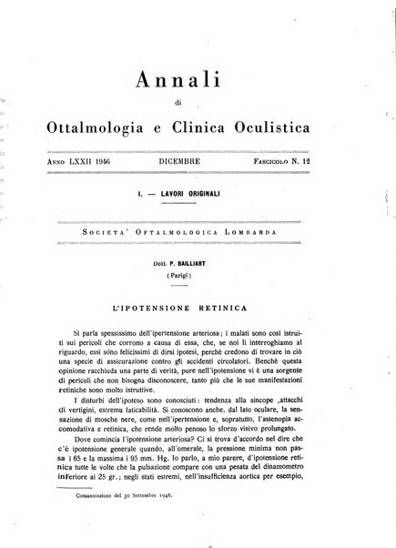 Annali di ottalmologia e clinica oculistica