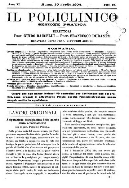 Il policlinico. Sezione pratica periodico di medicina, chirurgia e igiene