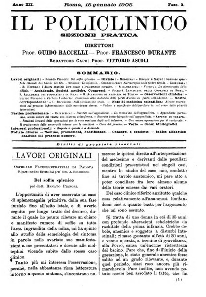 Il policlinico. Sezione pratica periodico di medicina, chirurgia e igiene