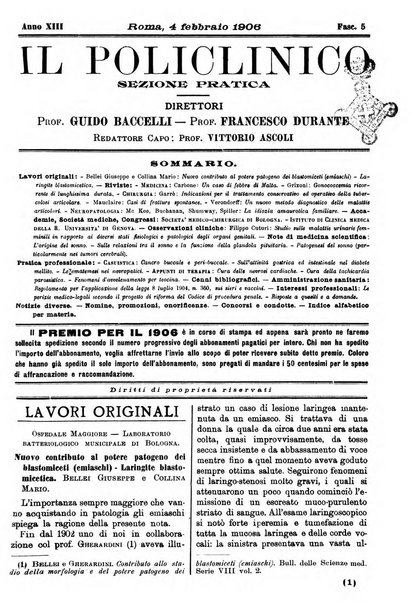 Il policlinico. Sezione pratica periodico di medicina, chirurgia e igiene