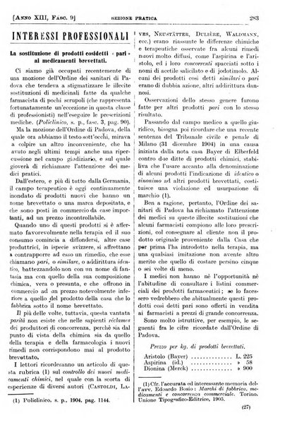 Il policlinico. Sezione pratica periodico di medicina, chirurgia e igiene