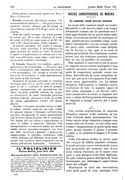 Il policlinico. Sezione pratica periodico di medicina, chirurgia e igiene