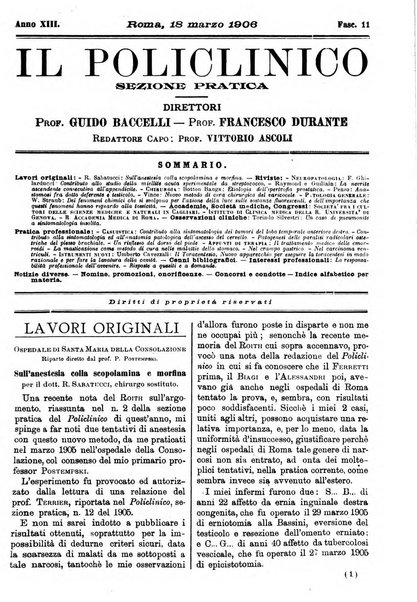 Il policlinico. Sezione pratica periodico di medicina, chirurgia e igiene