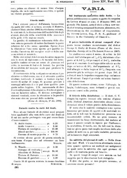 Il policlinico. Sezione pratica periodico di medicina, chirurgia e igiene