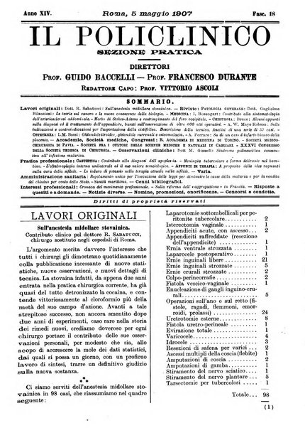 Il policlinico. Sezione pratica periodico di medicina, chirurgia e igiene