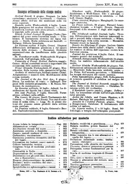 Il policlinico. Sezione pratica periodico di medicina, chirurgia e igiene