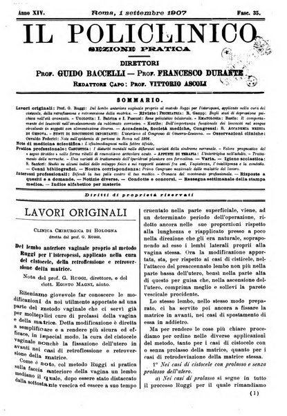 Il policlinico. Sezione pratica periodico di medicina, chirurgia e igiene