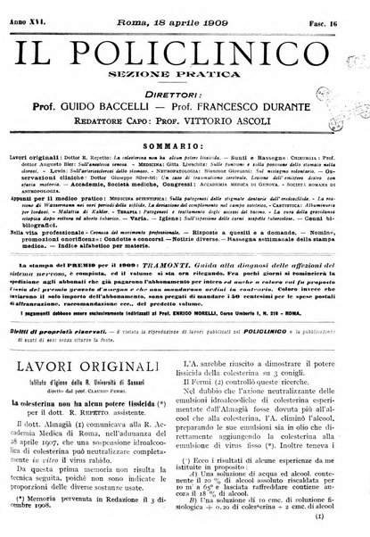 Il policlinico. Sezione pratica periodico di medicina, chirurgia e igiene