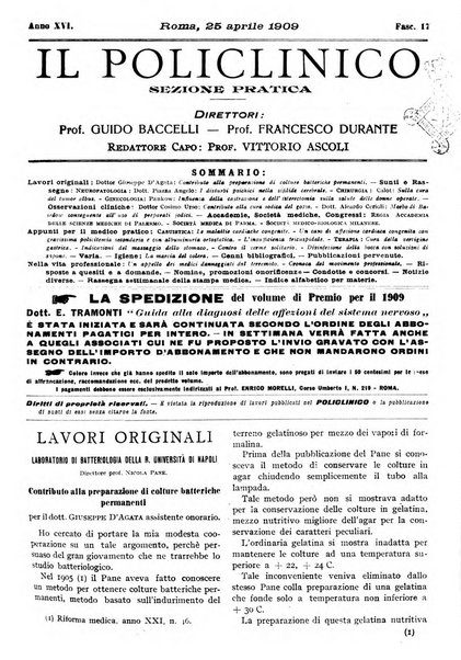 Il policlinico. Sezione pratica periodico di medicina, chirurgia e igiene