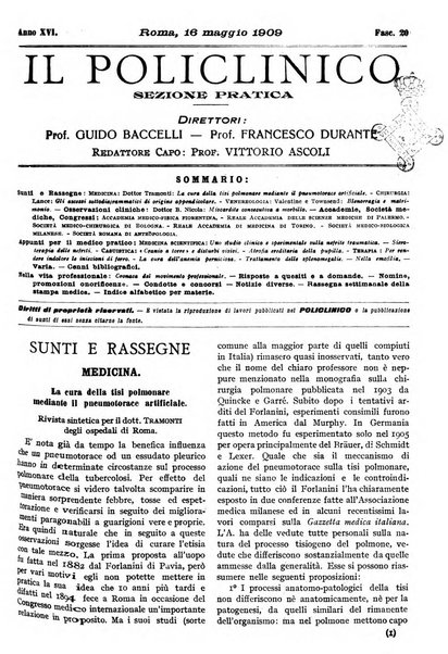 Il policlinico. Sezione pratica periodico di medicina, chirurgia e igiene