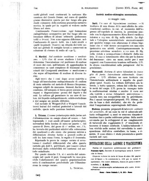 Il policlinico. Sezione pratica periodico di medicina, chirurgia e igiene