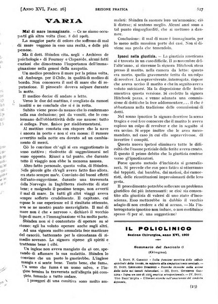 Il policlinico. Sezione pratica periodico di medicina, chirurgia e igiene