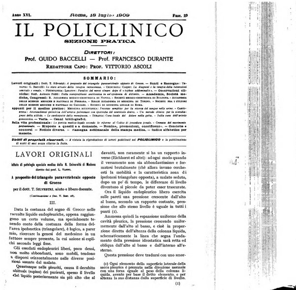 Il policlinico. Sezione pratica periodico di medicina, chirurgia e igiene