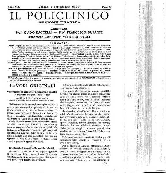 Il policlinico. Sezione pratica periodico di medicina, chirurgia e igiene