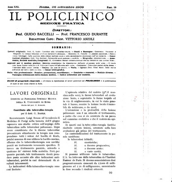 Il policlinico. Sezione pratica periodico di medicina, chirurgia e igiene