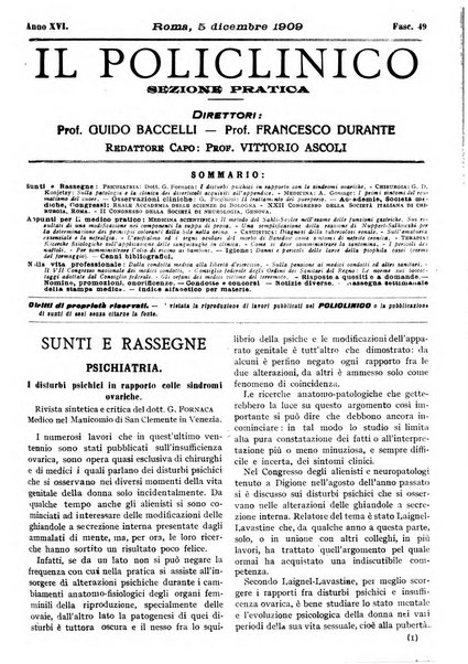 Il policlinico. Sezione pratica periodico di medicina, chirurgia e igiene