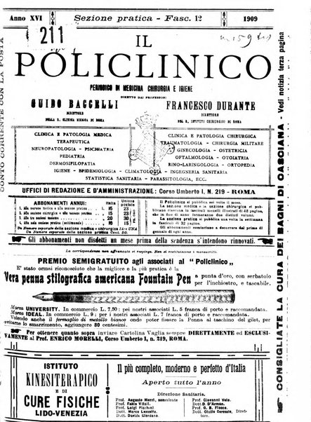 Il policlinico. Sezione pratica periodico di medicina, chirurgia e igiene