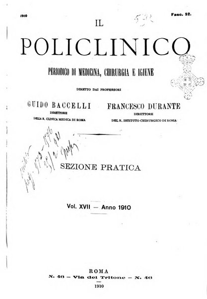 Il policlinico. Sezione pratica periodico di medicina, chirurgia e igiene