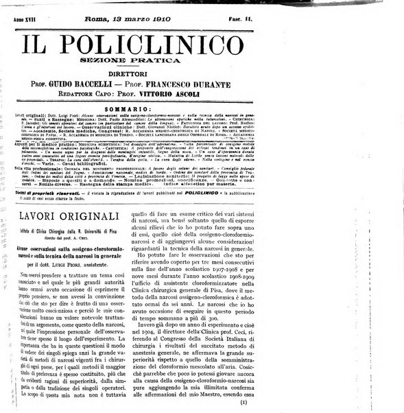 Il policlinico. Sezione pratica periodico di medicina, chirurgia e igiene