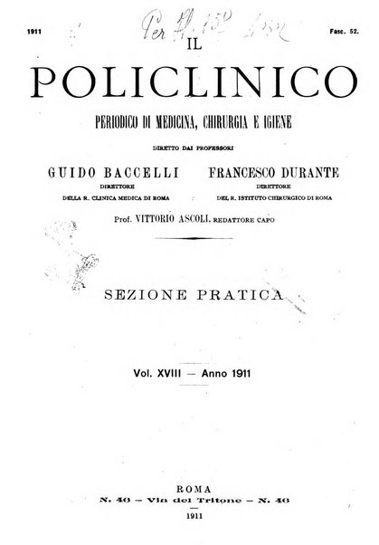 Il policlinico. Sezione pratica periodico di medicina, chirurgia e igiene