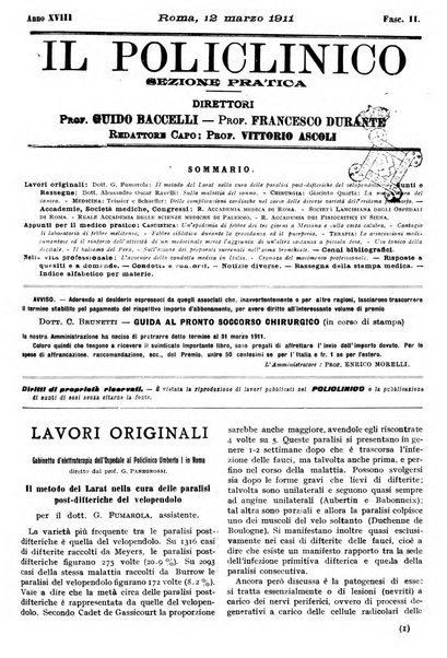 Il policlinico. Sezione pratica periodico di medicina, chirurgia e igiene