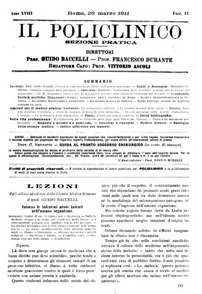 Il policlinico. Sezione pratica periodico di medicina, chirurgia e igiene