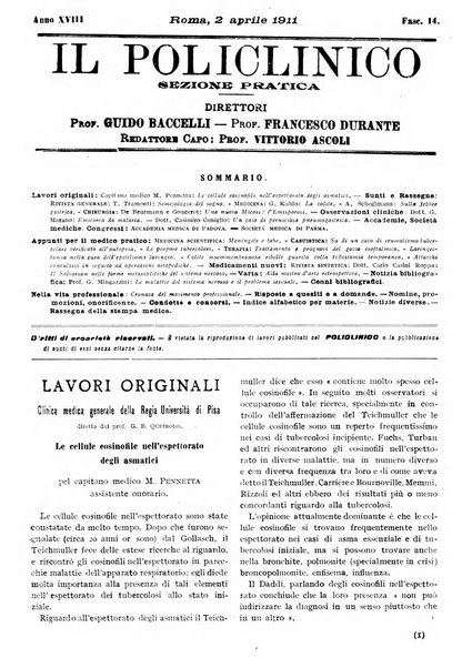 Il policlinico. Sezione pratica periodico di medicina, chirurgia e igiene