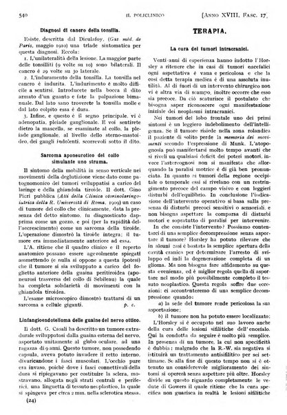 Il policlinico. Sezione pratica periodico di medicina, chirurgia e igiene